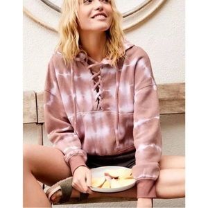 Free People FP Movement Tie Dye Believer cropped hooded sweatshirt in Fireside